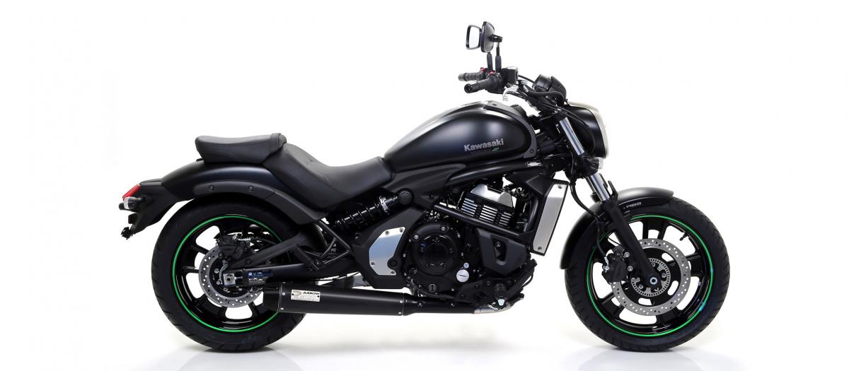 KAWASAKI VULCAN S 650 14/15 HOMOLOGATED STAINLESS STEEL DARK 2:1 REBEL FULL SYSTEM WITH CARBON END CAP - Skog & Motor Umeå -